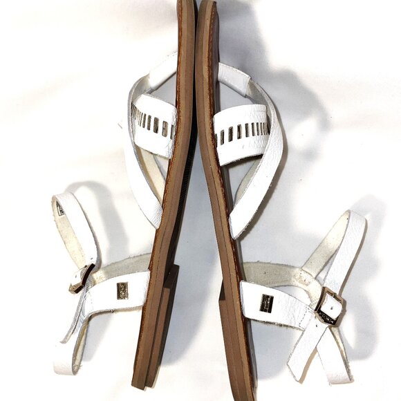 TOMS White Leather Flat Thong Sandals Women's Size 9.5 - Picture 9 of 11